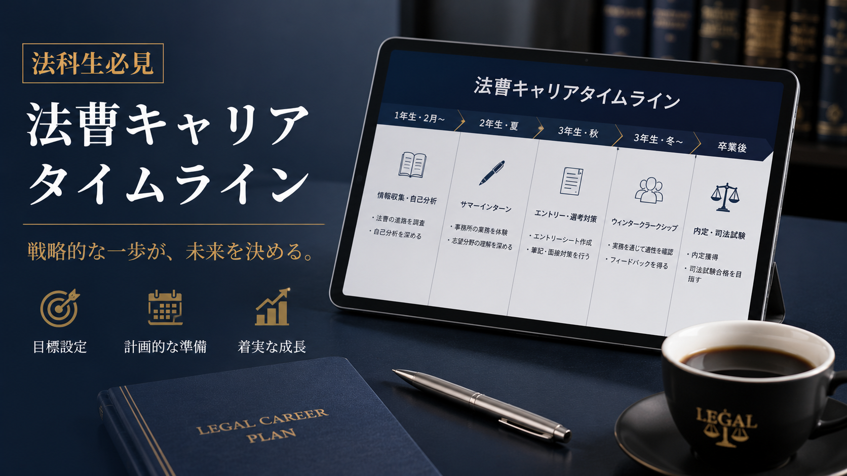 法曹キャリアタイムラインを示すイラスト