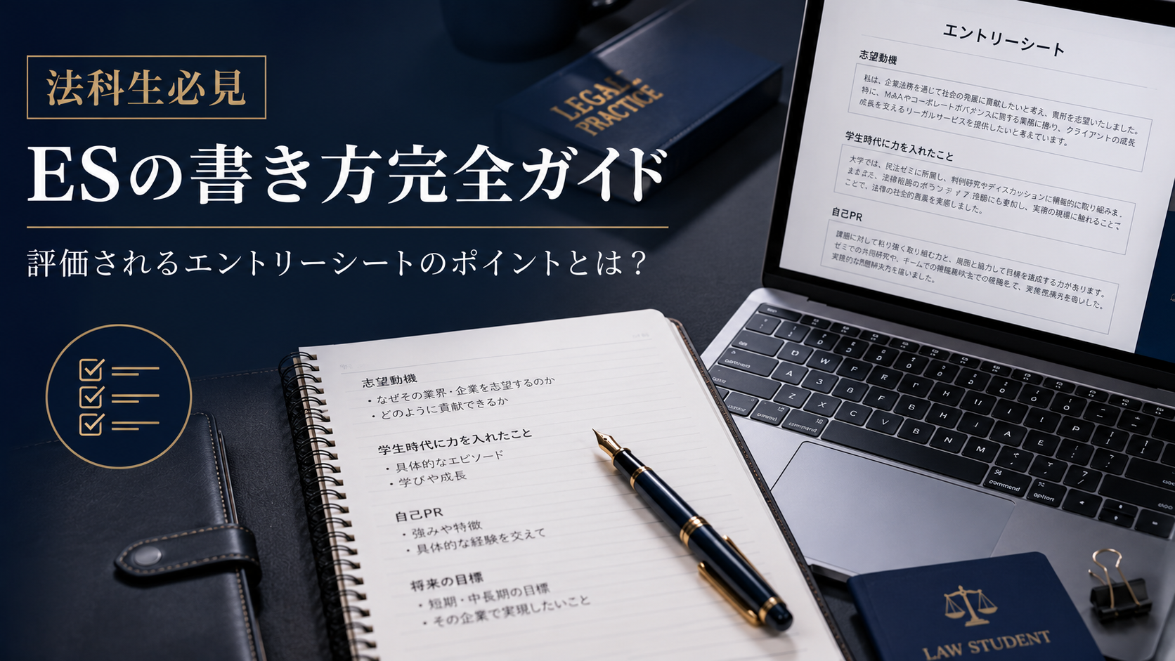 ウィンタークラークのES作成ガイドを示すイラスト